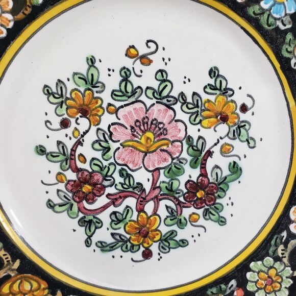 Set 2 Hanging Plates Portugal Pierced Border  Biagioli Gubbio Gallery Wall Decor - Picture 7 of 10